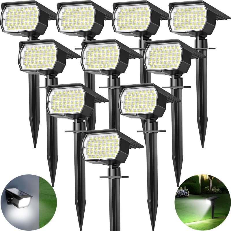 Tadyreal Solar Spot Lights Outdoor 10 Pack, [46 LED/3 Modes] Solar Landscape Spotlights Waterproof, 2-in-1 Auto On/Off Solar Powered Lights for Outside Yard Garden Wall Pathway(Cool White) - Image 1