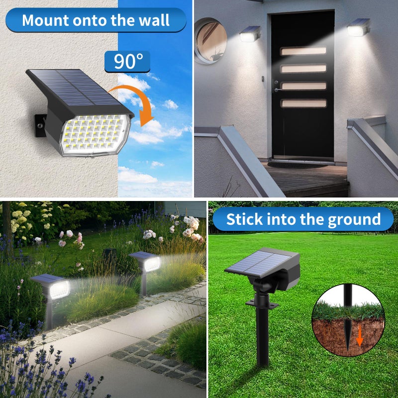 Tadyreal Solar Spot Lights Outdoor 10 Pack, [46 LED/3 Modes] Solar Landscape Spotlights Waterproof, 2-in-1 Auto On/Off Solar Powered Lights for Outside Yard Garden Wall Pathway(Cool White) - Image 5