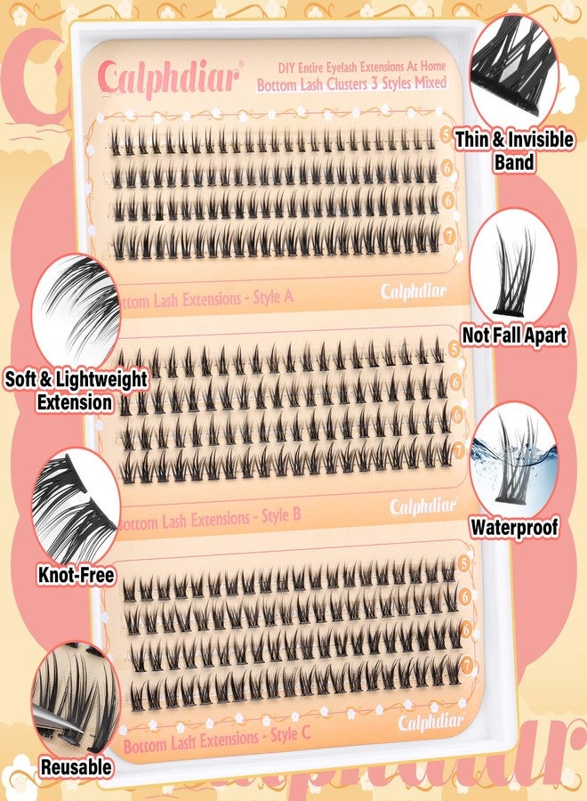 calphdiar Bottom Lashes Clusters DIY Eyelash Extension 3 Styles Lower Eyelash Clusters Bottom Individual Lashes 5-7mm Thin Band Natural Bottom Lash Clusters 260pcs DIY Entire Lash Extensions by calphdiar - Image 4