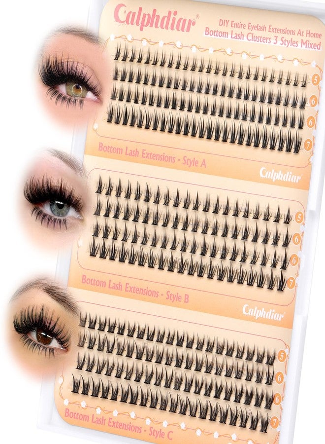 calphdiar Bottom Lashes Clusters DIY Eyelash Extension 3 Styles Lower Eyelash Clusters Bottom Individual Lashes 5-7mm Thin Band Natural Bottom Lash Clusters 260pcs DIY Entire Lash Extensions by calphdiar - Image 1