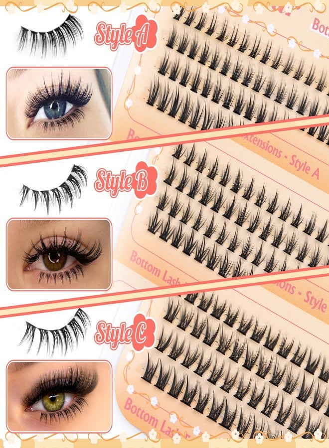 calphdiar Bottom Lashes Clusters DIY Eyelash Extension 3 Styles Lower Eyelash Clusters Bottom Individual Lashes 5-7mm Thin Band Natural Bottom Lash Clusters 260pcs DIY Entire Lash Extensions by calphdiar - Image 3