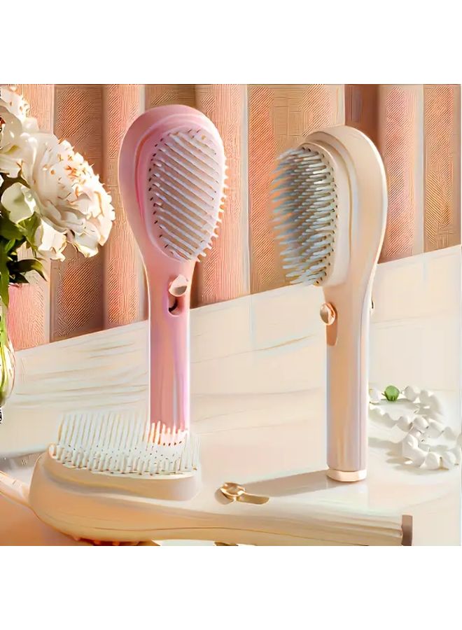 Beige Anti-Static 360 Detachable Comb For All Hair Types With Portable Telescopic Plastic Handle - Image 1