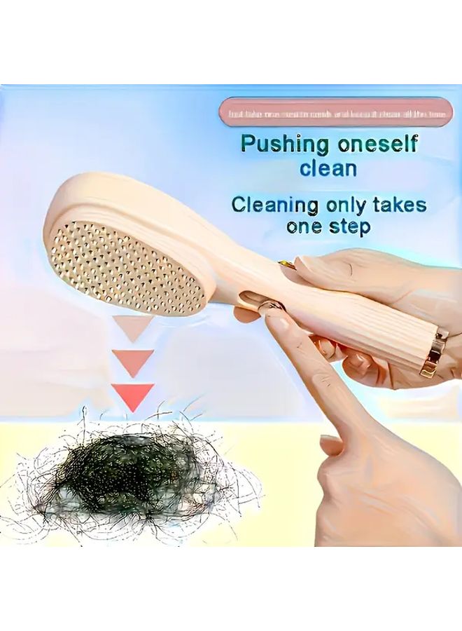 Beige Anti-Static 360 Detachable Comb For All Hair Types With Portable Telescopic Plastic Handle - Image 2