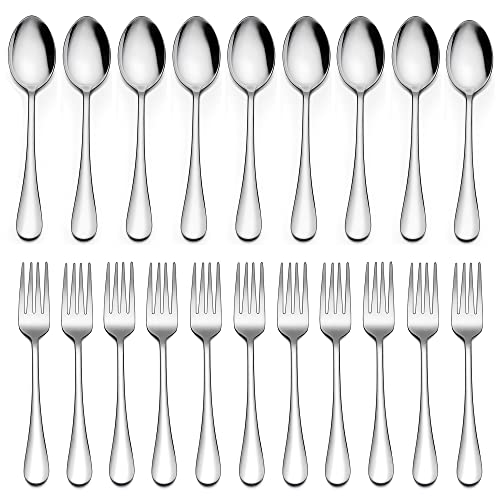 LIANYU 24-Piece Forks and Spoons Silverware Set, 12 Teaspoon and 12 Salad Fork, Stainless Steel Flatware Cutlery Set for Home Kitchen Hotel, Mirror Finished, Dishwasher Safe - Image 1