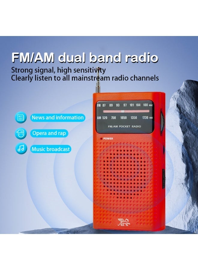 Small Radios Portable Amplitude Modulation and Frequency Modulation, Radio Portable for Home Outdoor, Transistor radios Battery Operated with Best Reception, Loud Speaker, Small Gifts for Seniors Elderly (Red) - Image 1