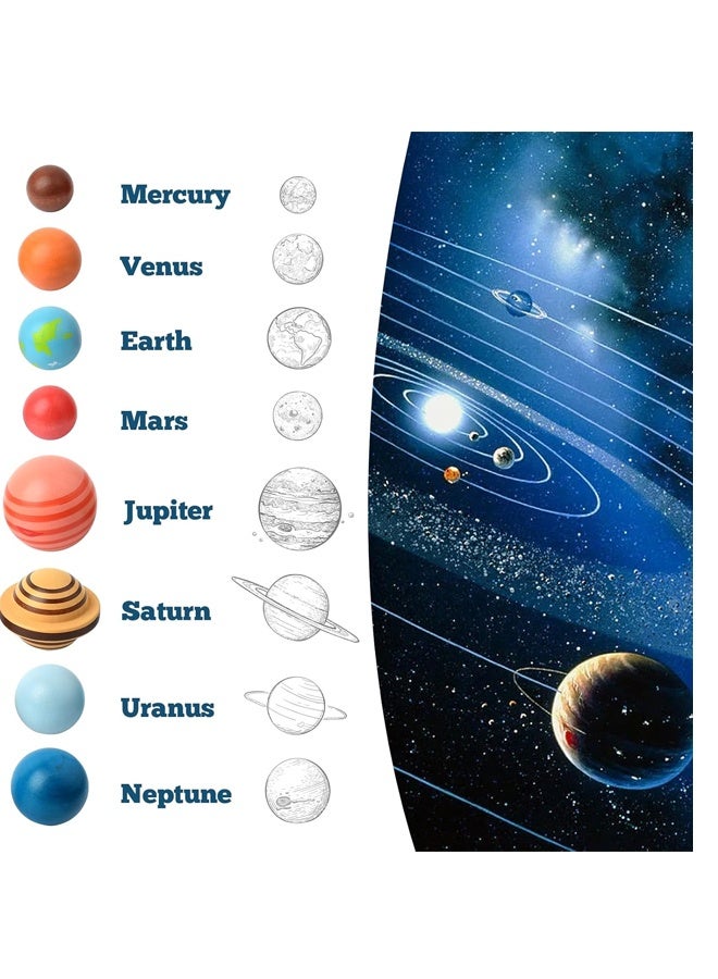 Beauenty Wooden Solar System Model Board, Montessori Toys Planets Puzzle Science STEM Space Learning for Kids 4-8 with 3D Planets Models, Prechool Educational Gift for Boys Girls - Image 4