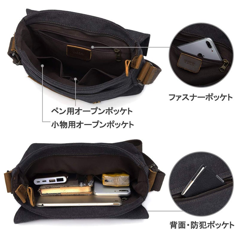 Vaschy VASCHY Small Messenger Bag, Vintage Canvas Leather Lightweight Crossbody Man Purse Bag  - Image 5