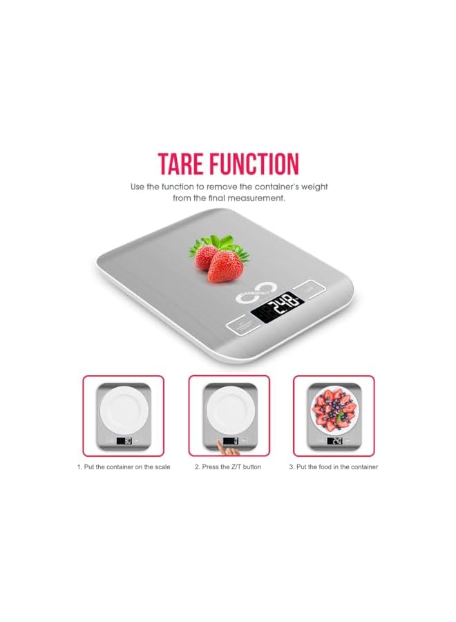 BRANDSFINITY Digital Kitchen Scale With Touch Button, Multifunctional Food Scale With Large LCD Display, Stainless Steel Platform, Ultra Slim, 7 Unit Conversion, Up to 22LB/10KG, - Image 4