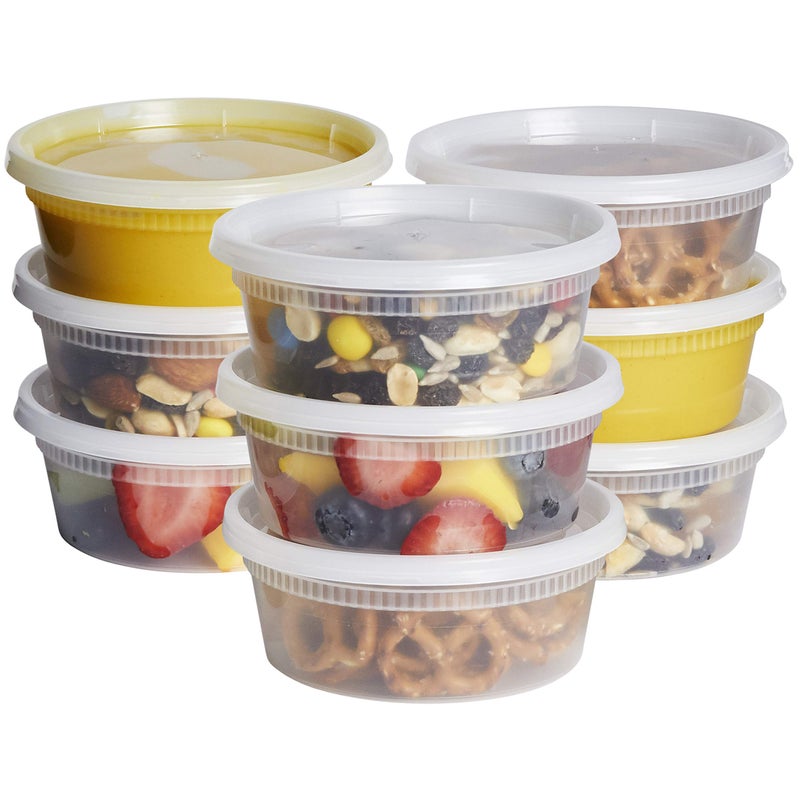 GUSTO 48 Sets  8 oz Plastic Deli Disposable Food Storage Containers with Airtight Lids  Slime Containers Formerly Comfy Package