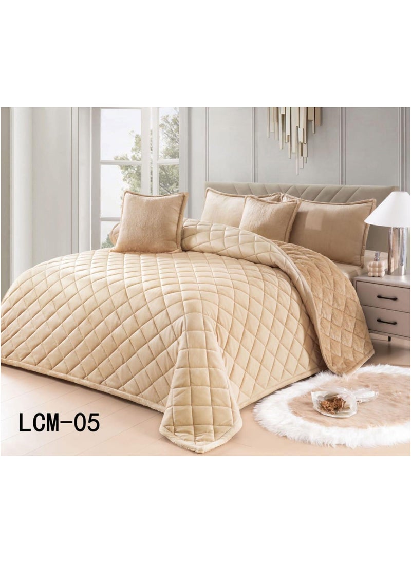 ماركة غير محددة مفرش راحة نفرين مضغوط وجهين مخمل وفرو6قطع 240×220 
