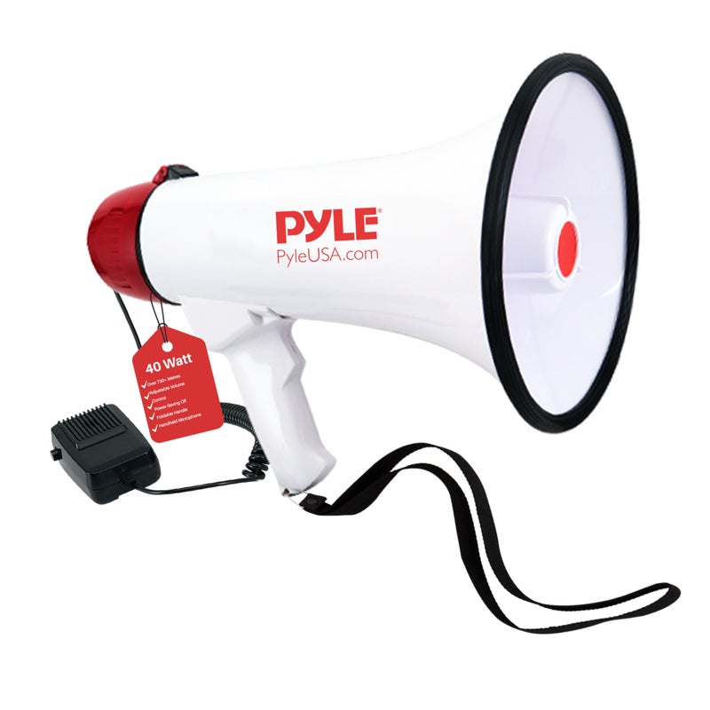 Pyle Pyle Megaphone Speaker Pa Bullhorn W Built-In Siren - Adjustable Volume, 800 Yard Range - Ideal For Football, Soccer, Baseball, Hockey, Basketball Cheerleading Fans, Coaches, Safety Drills (Pmp40)  - Image 1