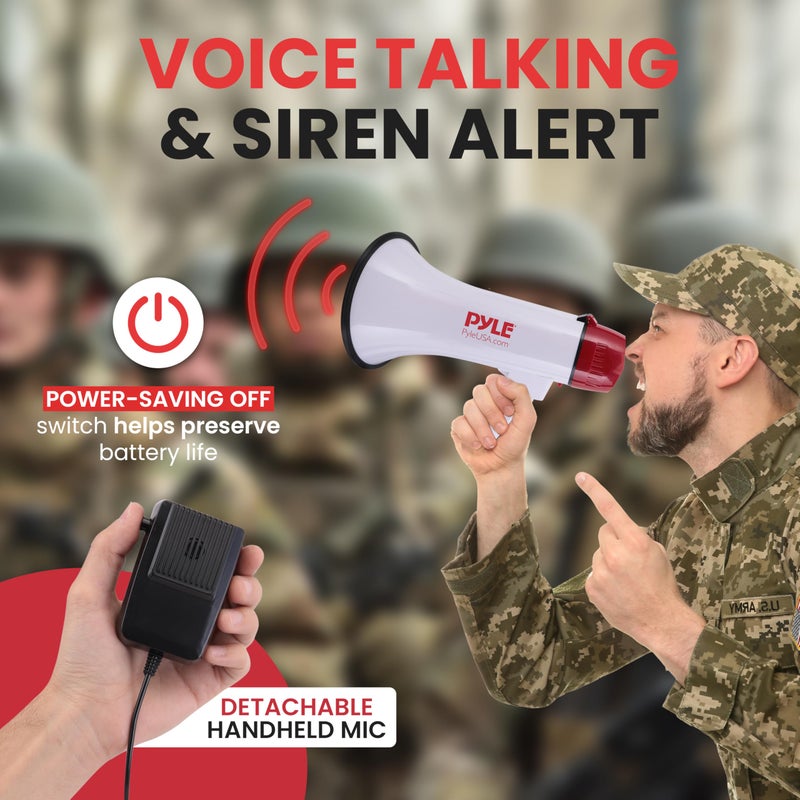 Pyle Pyle Megaphone Speaker Pa Bullhorn W Built-In Siren - Adjustable Volume, 800 Yard Range - Ideal For Football, Soccer, Baseball, Hockey, Basketball Cheerleading Fans, Coaches, Safety Drills (Pmp40)  - Image 2