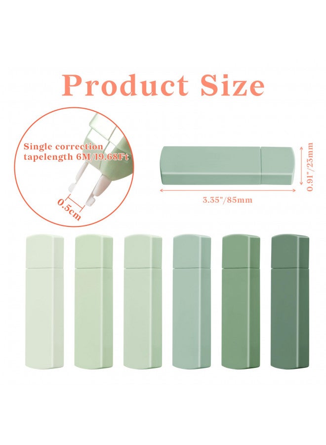 Temiary 6Pcs Mini White Out Tapes for Instant Correction, Cute Whiteout for Writing, Aesthetic Correction Tape Set Easy To Use for Students School Office Supplies (Green) - Image 2