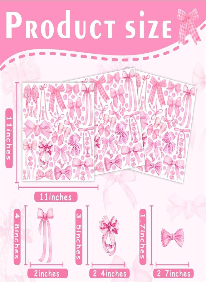 HATARU 100 Pcs Pink Bow Wall Stickers Watercolor Girls Room Wall Decals Pink Bow Decor Bowtie Sticker Decal for Nursery Peel and Stick Pink Polka Dot Walls Art Murals Vinyl Decals for Kids Baby Bedroom Gift - Image 4