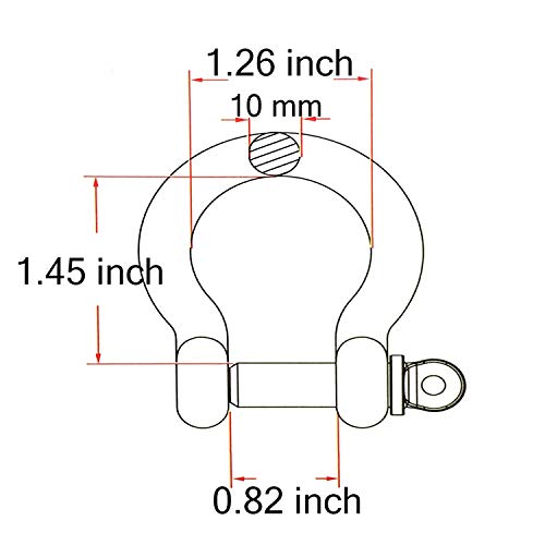 Hulless 2 Pcs 3/8 Inch 304 Stainless Steel D Ring Shackles 10 mm Screw Pin Anchor Shackle for Traction Steel Wire, 10 mm - Image 3