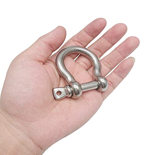 Hulless 2 Pcs 3/8 Inch 304 Stainless Steel D Ring Shackles 10 mm Screw Pin Anchor Shackle for Traction Steel Wire, 10 mm - Image 4