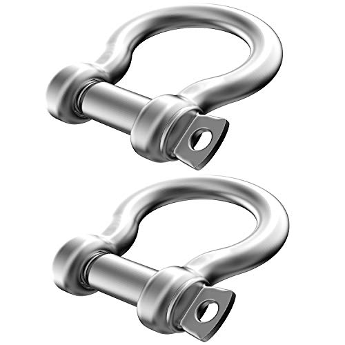 Hulless 2 Pcs 3/8 Inch 304 Stainless Steel D Ring Shackles 10 mm Screw Pin Anchor Shackle for Traction Steel Wire, 10 mm - Image 1
