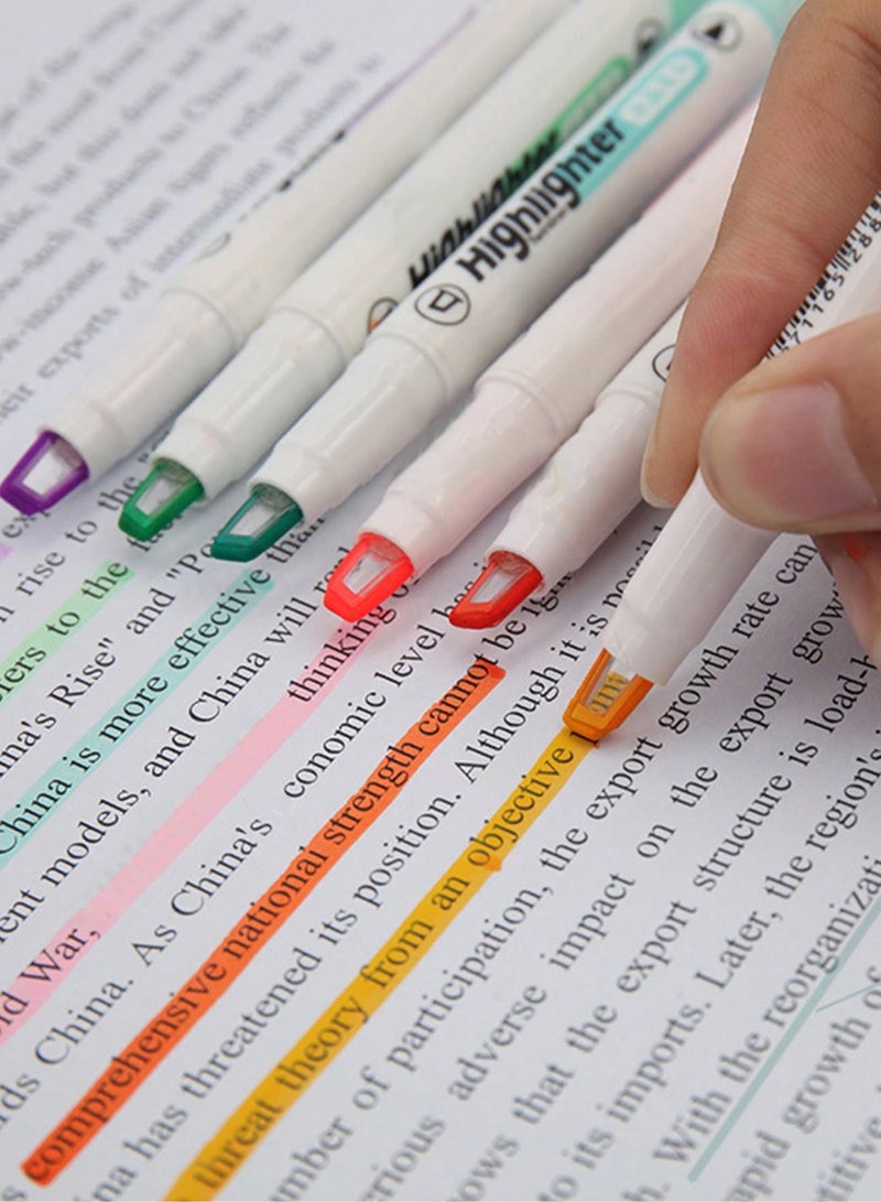 Generic 6-Pack Double-Ended Luminous Highlighter Markers – Macaron Colors, See-Through Chisel & Fine Tip, Visible Window Design for Precise Highlighting, Quick-Dry, Water-Based, Perfect for Journaling & School Supplies  - Image 1