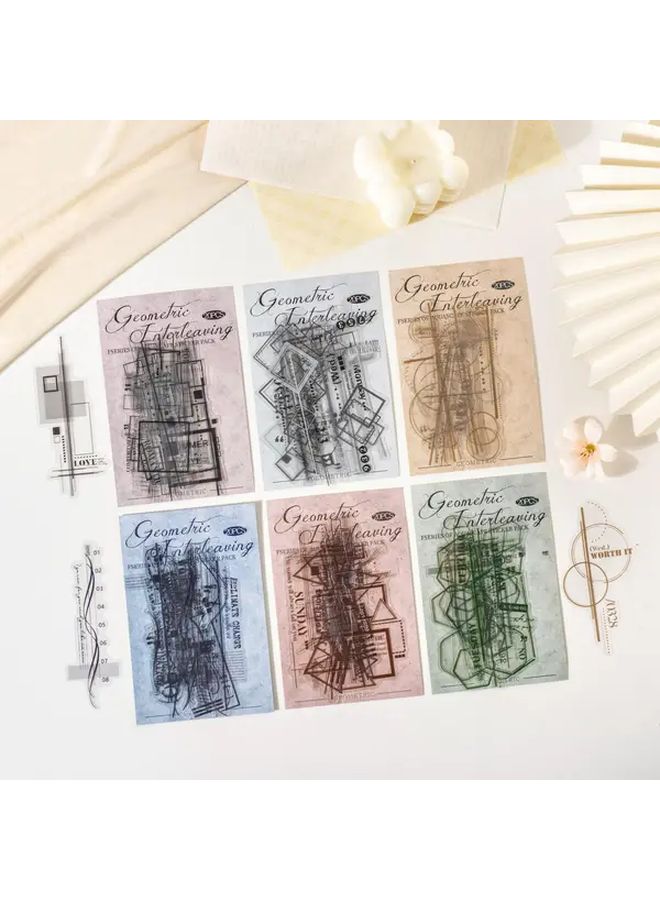 20pcs Blazing Memory Geometric Book Decals Glossy Matte Golden Beige Low Poly Art Templates - Image 4