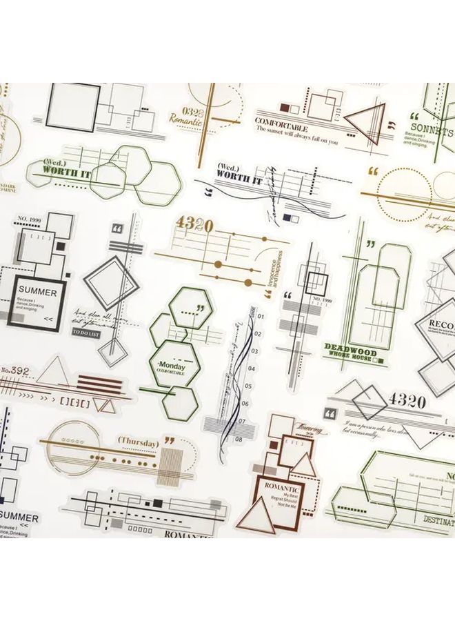 20pcs Blazing Memory Geometric Book Decals Glossy Matte Golden Beige Low Poly Art Templates - Image 2