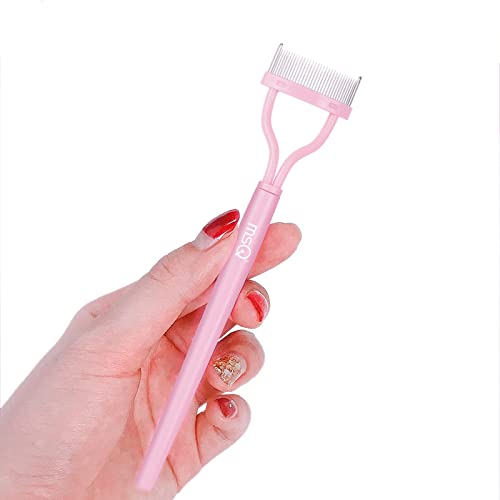 MSQ Eyelash Comb Separator MSQ Eyelash Mascara Brush and Comb Lash Separator With Comb Cover Arc Designed Cosmetic Brushes Tool Pink (1PCS) - Image 2