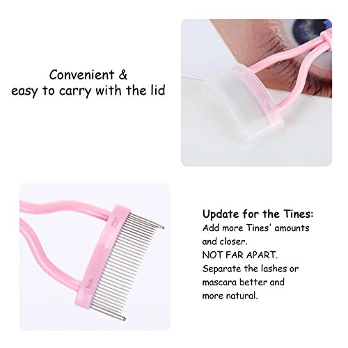 MSQ Eyelash Comb Separator MSQ Eyelash Mascara Brush and Comb Lash Separator With Comb Cover Arc Designed Cosmetic Brushes Tool Pink (1PCS) - Image 4