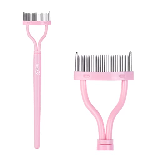 MSQ Eyelash Comb Separator MSQ Eyelash Mascara Brush and Comb Lash Separator With Comb Cover Arc Designed Cosmetic Brushes Tool Pink (1PCS) - Image 1
