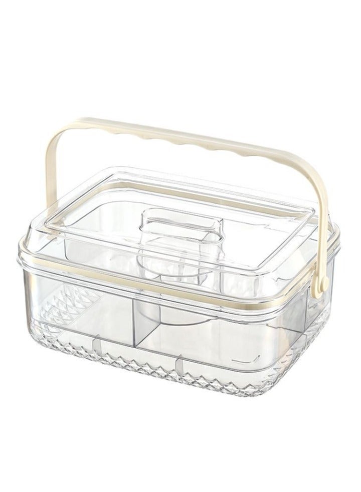 الواحة-TH صينية ثلج فواكه، صينية تقديم ثلج، صينية ثلج نزهة، صينية خضراوات مبردة، صينية عشاء، طبق مقبلات للحفلات، صينية نزهة مع غطاء ومقبض وخمسة أقسام - Image 2