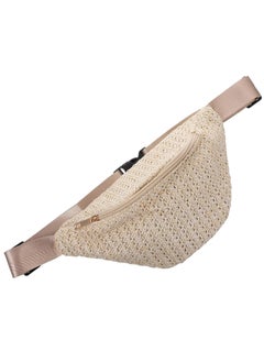 Imitation Straw Woven Waist Fanny Pack - Versatile Chest and Cross-Body Pouch - Lightweight, Adjustable, for Summer - Spacious and Stylish