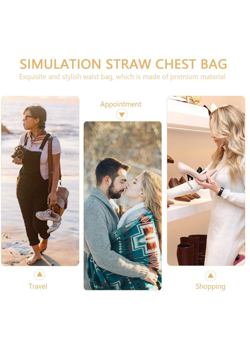 SYOSI - Imitation Straw Woven Waist Fanny Pack - Versatile Chest and Cross-Body Pouch - Lightweight, Adjustable, for Summer - Spacious and Stylish - Image 1
