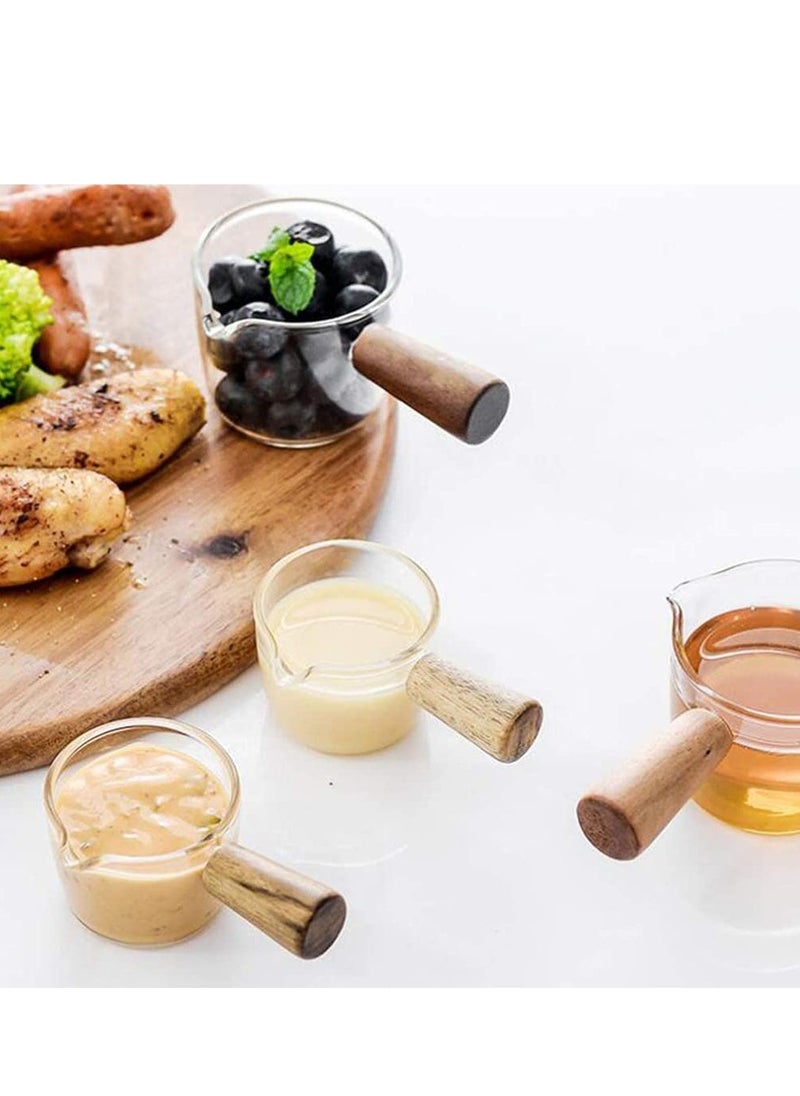 SYOSI - طبق كريمة زجاجي، أوعية صلصة صغيرة، طبق حلوى، أوعية بمقبض، كوب كريمة، إبريق تقديم صغير للقهوة والحليب، قطعتان، مقاس صغير ومقاس كبير - Image 1