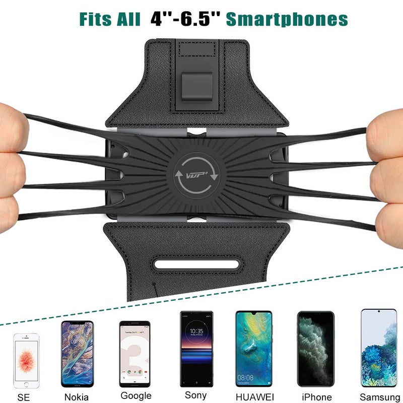 VUP Running Armband 360°Rotatable for iPhone 15/14/13/Pro Max/Pro/Mini/12/11/SE/8/7/Plus, Fits All 4-6.7 Inch Smartphones, with Key Holder Phone Armband for Running Hiking Biking (Black-Detachable) - Image 5