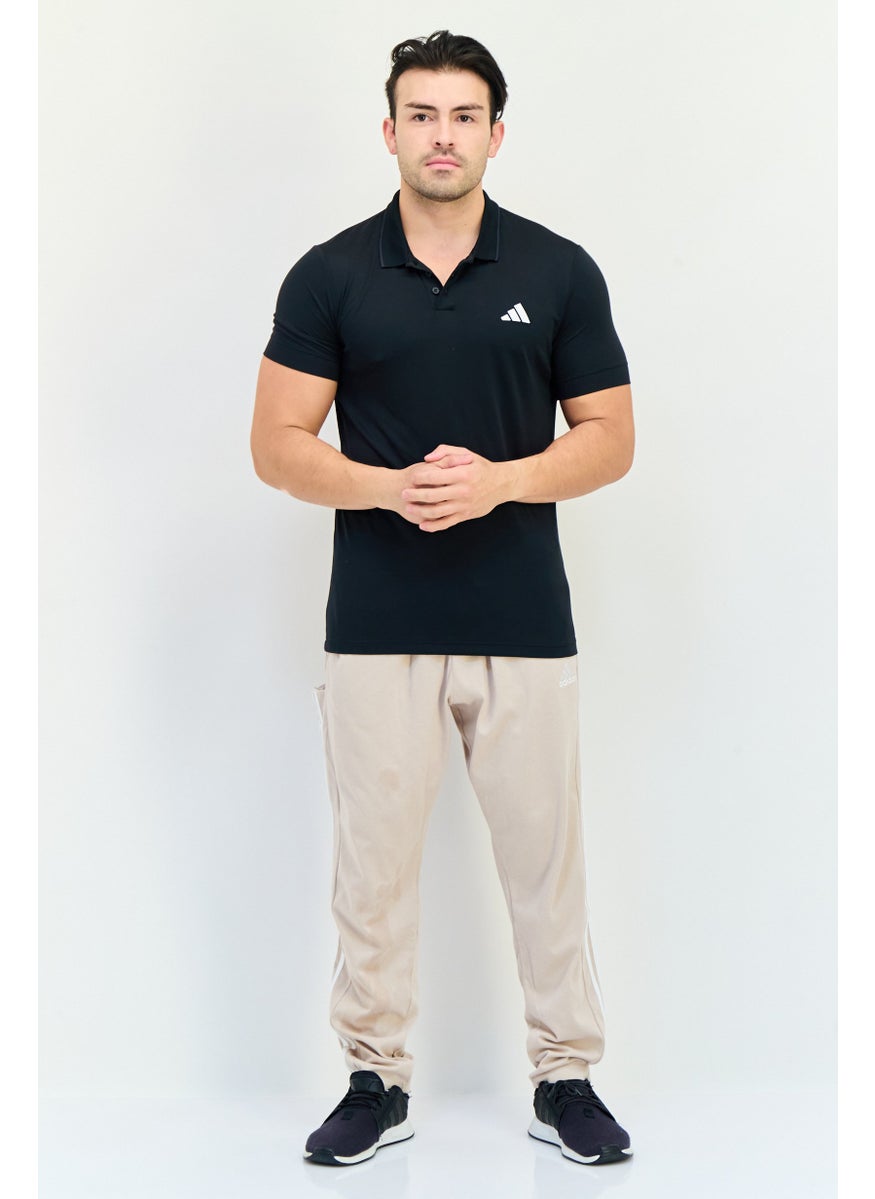 Adidas Men Slim Fit Brand Logo Short Sleeves Outdoor Polo Shirt, Black  - Image 4