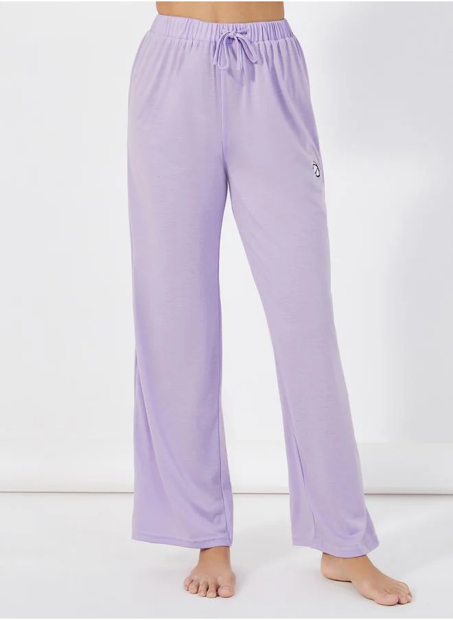 Styli Slogan Print Ruffle Sleeves T-Shirt & Pants Pyjama Set
