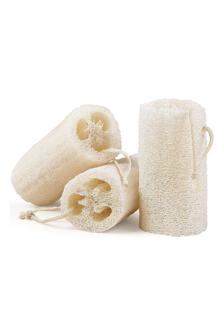Natural Loofah Body Scrubber Sponge, Set of 3 Organic 5 Inch Luffa for Exfoliating & Smooth Skin Cleansing, Ideal for Men & Women, Spa & Shower Use - Image 1
