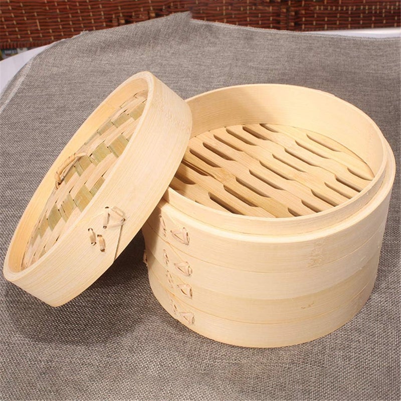 klarako Bamboo Steamer Single Tier Bamboo Steamers for Steaming Dim Sum Dumplings Vegetables Rice, 3 Sizes to Choose, 21cm - Image 5