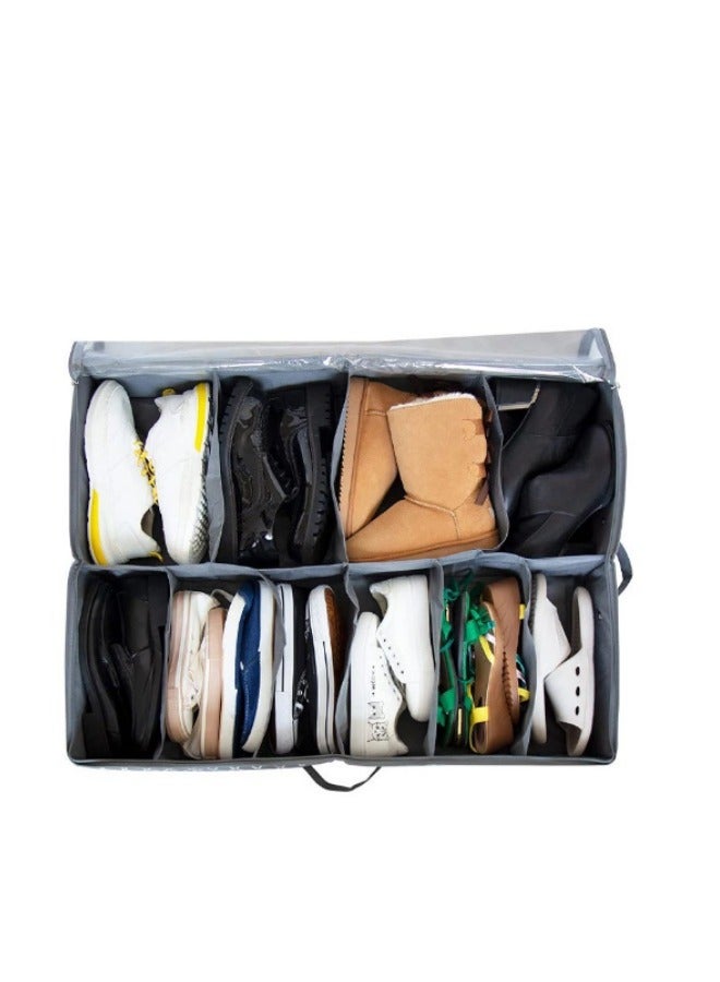 MIXDE 2-piece Underbed Large Capacity Shoe Storage And Organizing Bag Foldable Non-woven Plaid Storage And Organizing Bag - Image 2