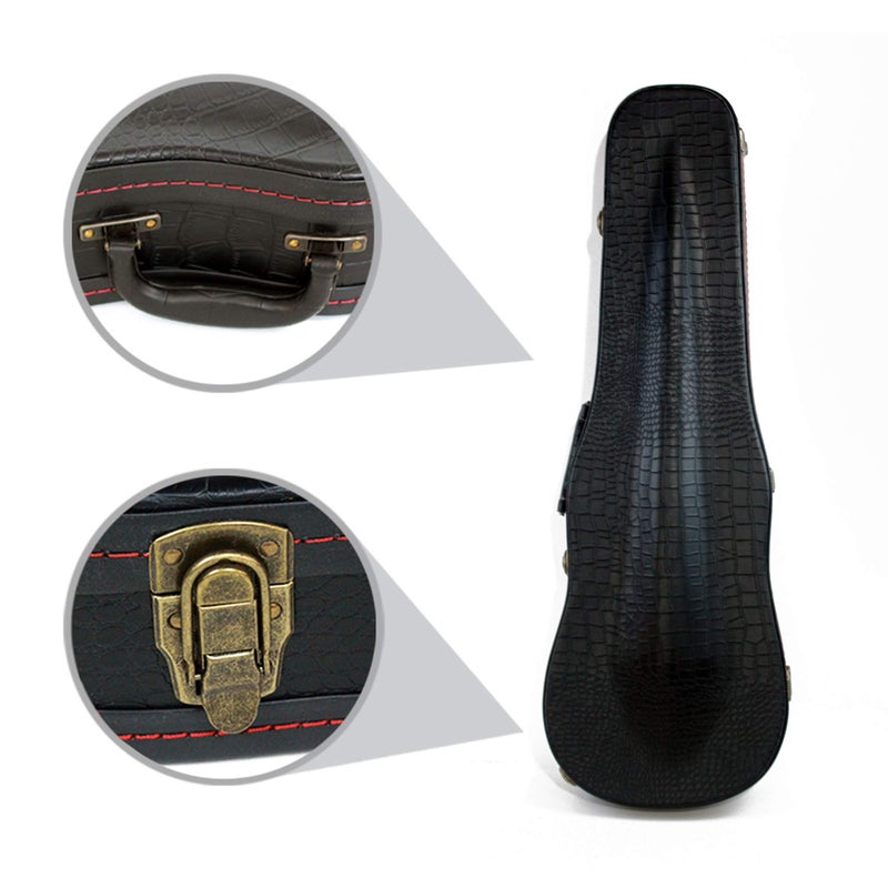 Roaring Iron 4/4 Full Size Violin Case, Plush Interior Wooden Hard Case With Hygrometer, Crocodile Pattern Leather Bulge Surface Case (Black) - Image 3