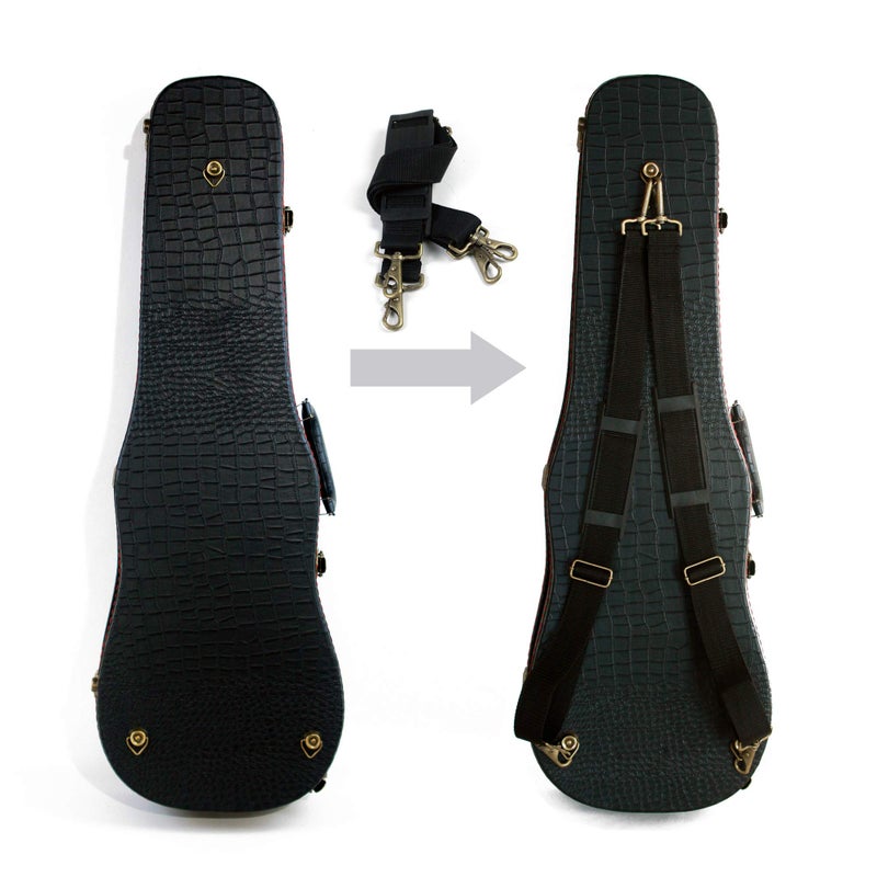 Roaring Iron 4/4 Full Size Violin Case, Plush Interior Wooden Hard Case With Hygrometer, Crocodile Pattern Leather Bulge Surface Case (Black) - Image 4