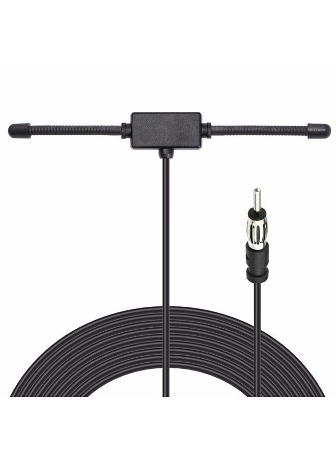 BINGFU Universal Car Stereo AM FM Dipole Antenna,Hidden Adhesive Mount AM FM Radio Antenna for Vehicle Car Truck SUV Radio Stereo Head Unit Receiver Tuner,10 feet Cable DIN Plug Connector - Image 1