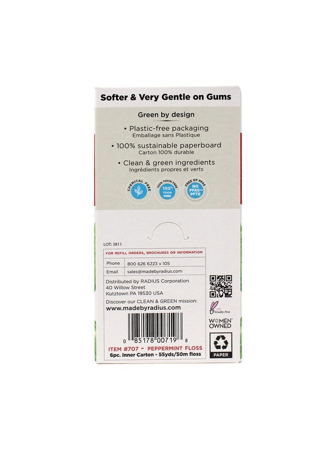 راديوس خيط تنظيف الأسنان بنكهة النعناع من راديوس، 55 ياردة، نباتي وغير سام، مُعزز للعناية بالفم، ومصمم للمساعدة في مكافحة البلاك - عبوة من 4 قطع - Image 3