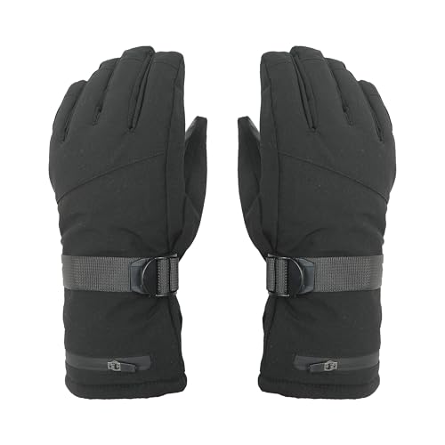 FabSeasons Unisex Waterproof Winter Gloves - Touchscreen, Adjustable with Storage Pocket & Fleece Lining for Snow & Trekking (Ages 14+), Black, L - Image 1