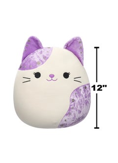 Squishmallows دميه قطة بيضاء مخملية متوسطة 12 بوصة بأذنين بنفسجيتين وبقعة مرخصة رسميًا من كيلي توي هدية ملونة ناعمة للأطفال البنات والأولاد قابلة للغسل لينة لجميع الأعمار  - Image 5