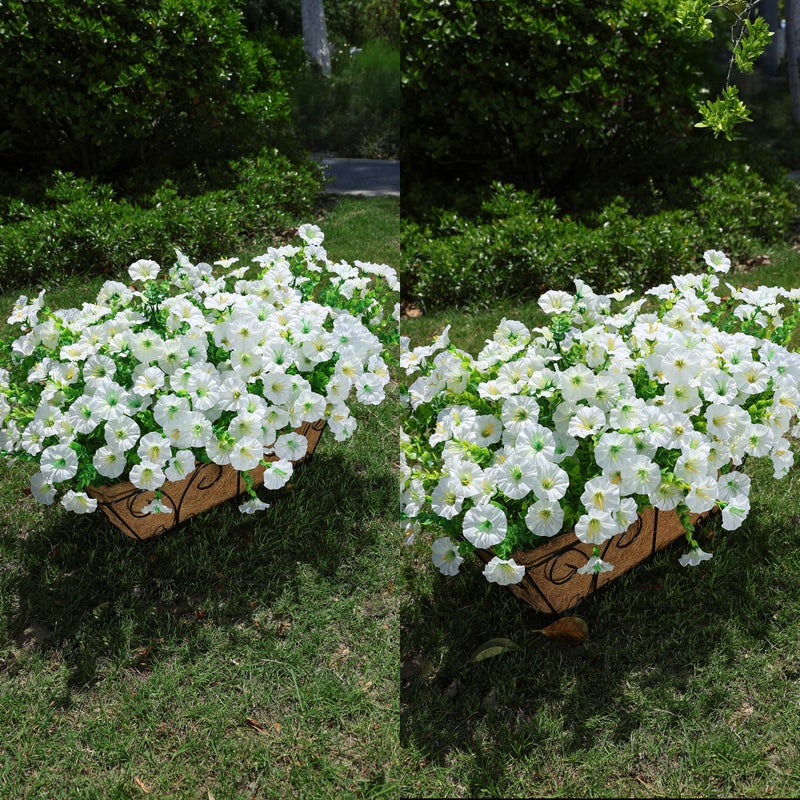 HyeFlora Artificial Flowers for Outdoors Fake Plants Outside Decoration, 12 Bundles Silk White Morning Glory UV Resistant Look Real Faux Flowers for Planter Front Door Porch Patio Yard Gardens Balcony - Image 3