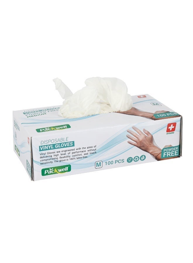 Packwell vinyl Gloves clear powder free Medium 100 pcs - Image 3