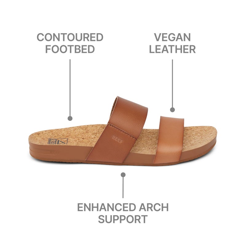 REEF Cushion Vista Womens Fashion Slide Sandal, Vegan Leather Strap, Ultra Soft Cushion Footbed, Espresso Duo, 7 - Image 5