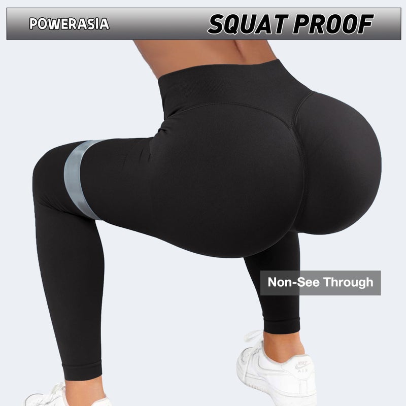 POWERASIA Seamless Impact Leggings Hidden Scrunch Butt Lifting Leggings for Women Booty Workout Tights Mid Low Waist Tummy Control Compression Fitness Gym Womens V Back Yoga Pants - Image 4
