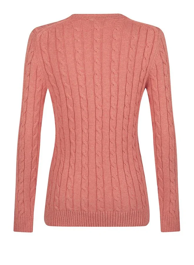 FELIX HARDY Pomegranate V-Neck Cable Knit Pullover for Women | Best Price UAE