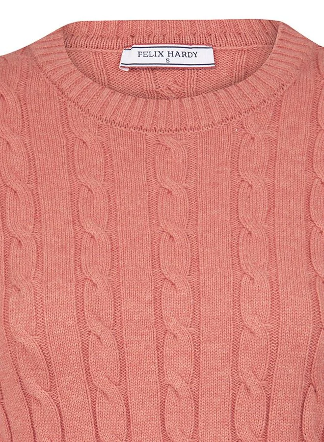 FELIX HARDY Pomegranate V-Neck Cable Knit Pullover for Women | Best Price UAE