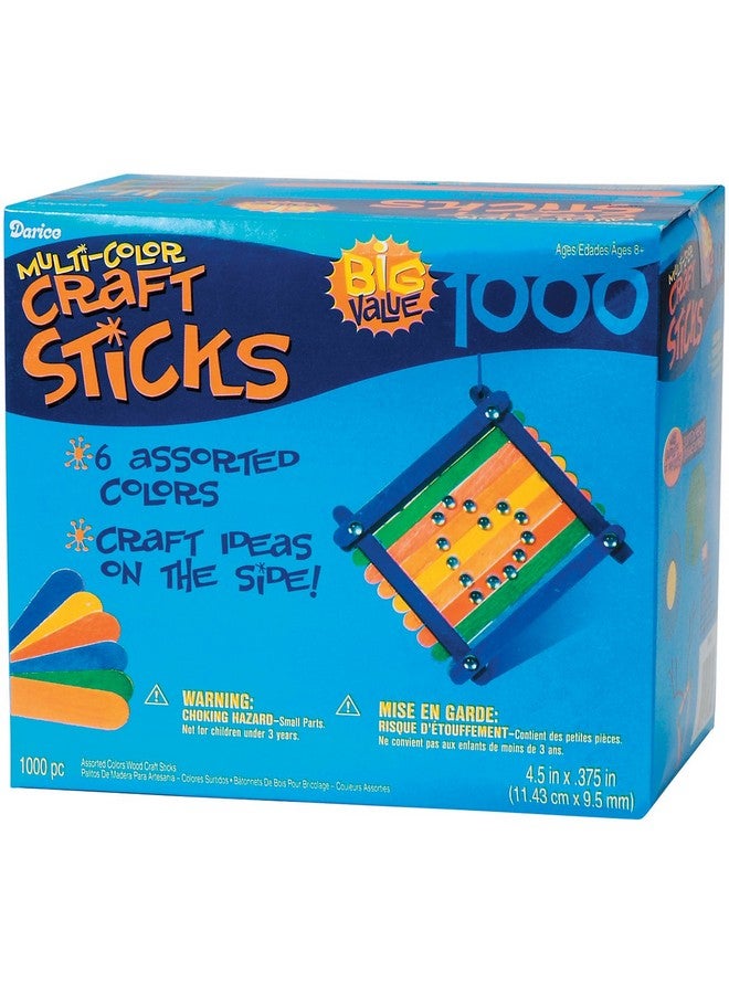 Darice Wood Craft Sticks Multicolored Perfect For Craft Projects Vibrant Fun Colors Sturdy Wood Sticks Used For Kids Projects Classrooms Home And More 4 1 2” Long 1000 Per Pack